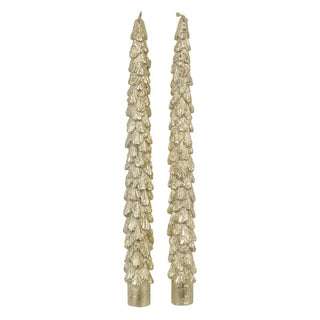 Set of 2 Gold Xmas Tree Candles
