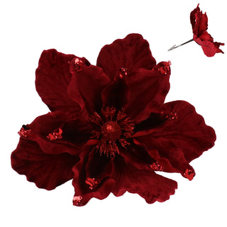 Fabric Poinsettia Clip Deep Red