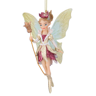 Resin Hanging Dec 12cm - Burgundy Pixie w Staff