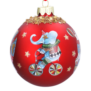 Matt Red Glass Circus Animals Bauble