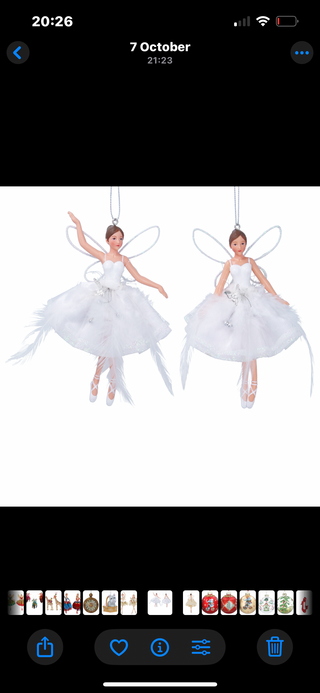 Resin/Organza White Feather Fairy Dec, 2as