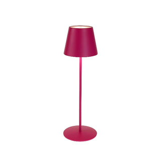 Magenta LED table lamp named Erica with smooth matte finish, cordless and USB-rechargeable – available at Lily Bloom, Gorey, Ireland.