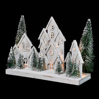 LED Snowy Village Scene – A Festive Winter Wonderland