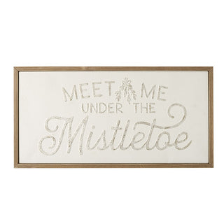 Festive “Meet Me Under the Mistletoe” Christmas wall sign with rustic finish – available at Lily Bloom, Gorey, Ireland.