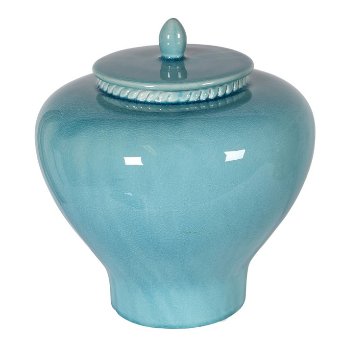 Large Aqua Blue Lidded Jar