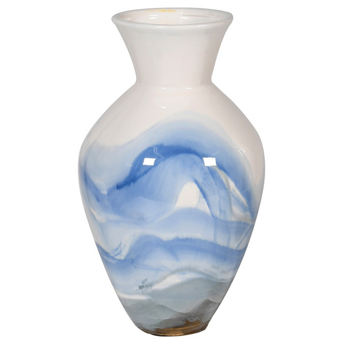 Large Hand Painted Blue Waves Vase