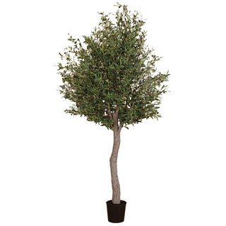 Oversized artificial olive tree with natural wooden trunk in black pot – indoor use only, available at Lily Bloom, Gorey, Ireland