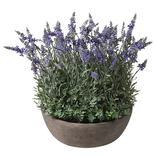 Large potted lavender plant in round pot, realistic faux lavender display for home décor – buy online at www.lilybloom.ie or visit Lily Bloom, Gorey, Ireland
