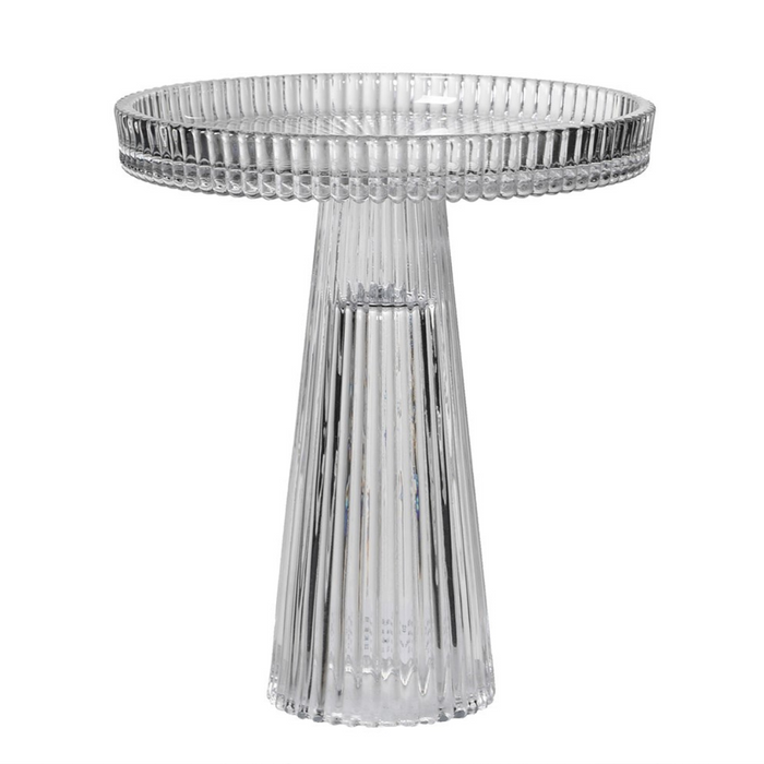 Large Ribbed Clear Glass Stand