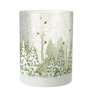 Large Snowy Trees Scene Candle Holder