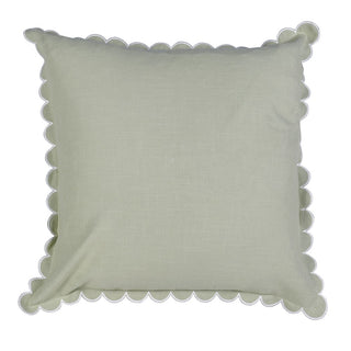 Large Mint Scallop Edge Cushion Cover – 100% cotton, elegant scalloped trim, available at Lily Bloom, Gorey, Ireland
