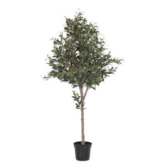 Large faux olive tree in classic black pot – lifelike Mediterranean-style indoor greenery, available at Lily Bloom, Gorey, Ireland