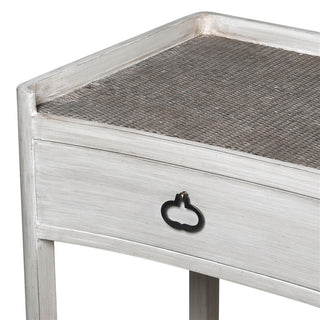 Whitewashed console table with rattan drawer front – Larsson Range from Lily Bloom Interiors