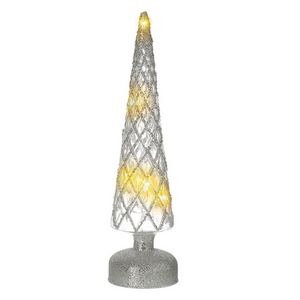 Light Up Silver Decorated Glass Cone Christmas Decor nationwide delivery www.lilybloom.ie