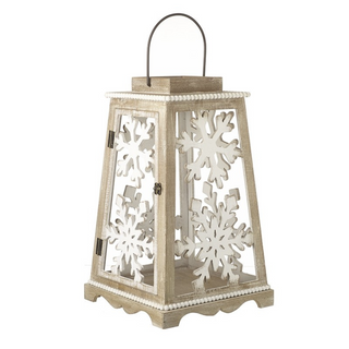 Lrg Wooden Snowflake Lantern nationwide delivery www.lilybloom.ie