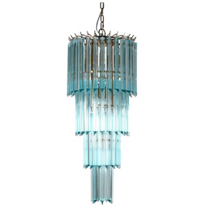  Mid-century Aquamarine Tiered Glass Chandelier nationwide delivery www.lilybloom.ie