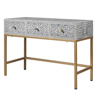 Moonstone and Gold Bone Inlaid Console Table
