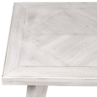 White washed parquet console table with patterned wood top – available at Lily Bloom, Gorey, Ireland.
