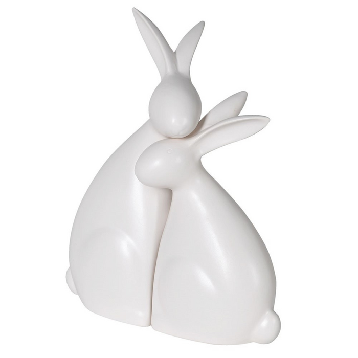 Pair of Hugging White Rabbit Ornaments