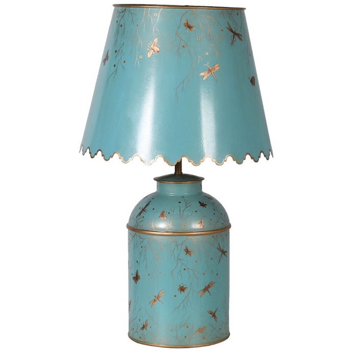Pale Blue Forrest Lamp with Shade