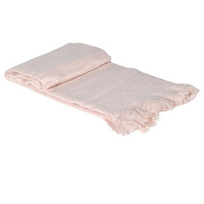 Pale Pink Fluffy Fringed Throw