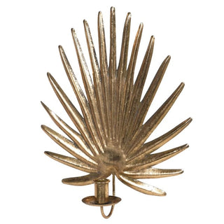 Decorative wall sconce with palm leaf design on a white background
