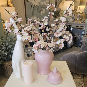 Small Pink Ginger Jar and Cherry Blossom Display