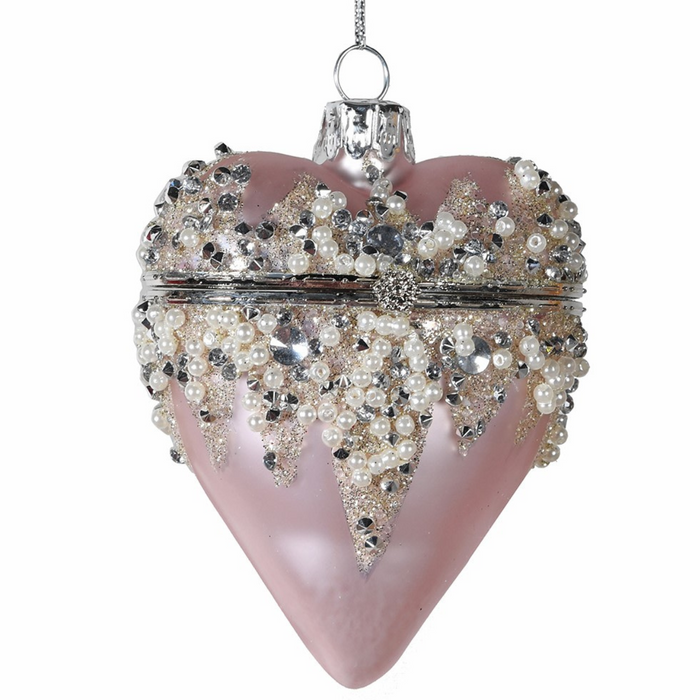 Pink Hanging Heart Christmas Bauble Box