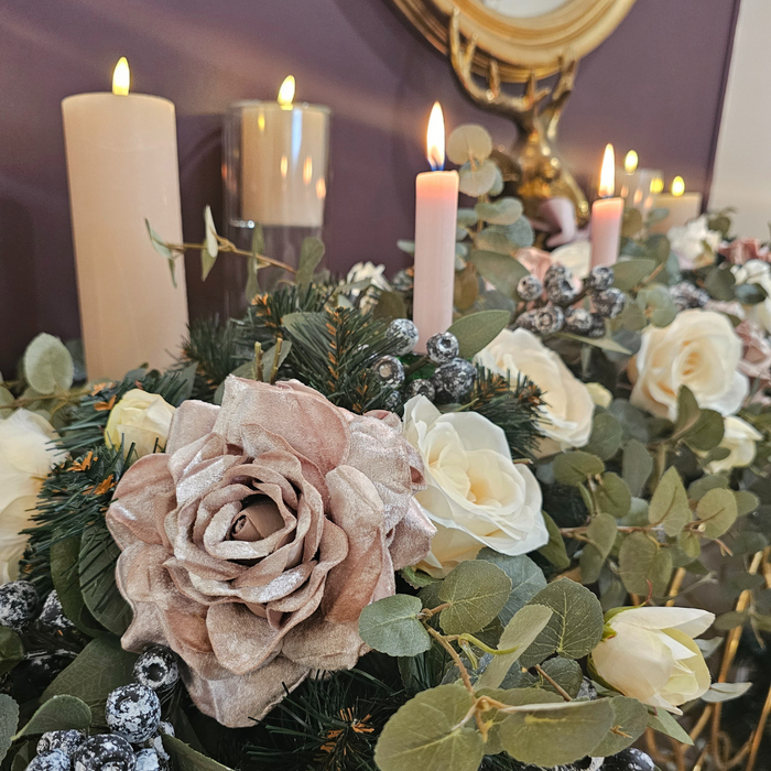Bespoke Pink Rose Christmas Garland