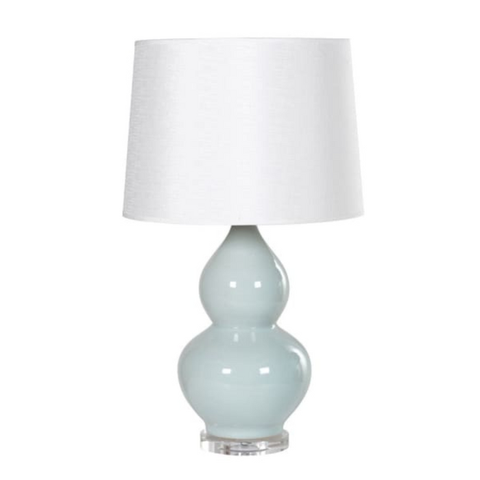 Porcelain Hourglass Table Lamp and Crystal Base with Shade