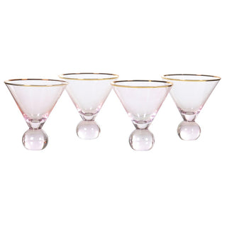 Portobello Gold Rim Rose Tint Martini Glasses | Set of 4