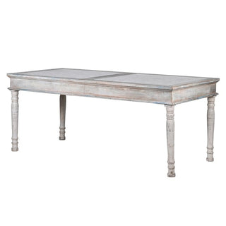 Rennes dining table with white veneer frame and long glass top – available at Lily Bloom, Gorey, Ireland.