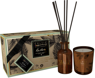 Restore Apothecary Candle & Diffuser Gift Set, proudly made in Ireland with premium natural essential oils, a 200g plant wax candle and long-lasting reed diffuser. Fresh grapefruit, mint, cedarwood and amber fragrance in sustainable packaging. Shop online orSet, proudly made in Ireland with premium natural essential oils, a 200g plant wax candle and long-lasting reed diffuser. Fresh grapefruit, mint, cedarwood and amber fragrance in sustainable packaging. Shop online or visit Lily Bloom, Gorey, Co. Wexford.