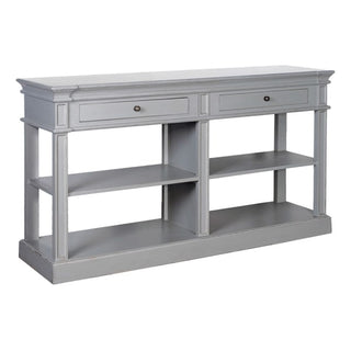 Rochefort grey buffet console with drawers and lower shelf – stylish storage available at Lily Bloom, Gorey, Ireland.
