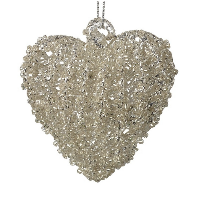 Set of 2 Glass Hanging Hearts - small