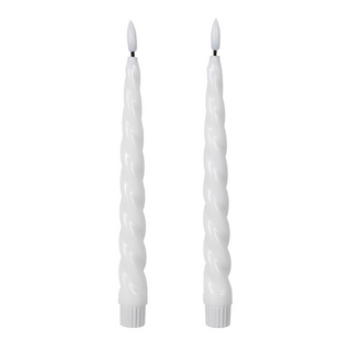 Set of 2 Twisted White LED Candles nationwide delivery www.lilybloom.ie
