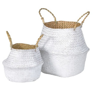 _Set of 2 White Grass Baskets nationwide delivery www.lilybloom.ie