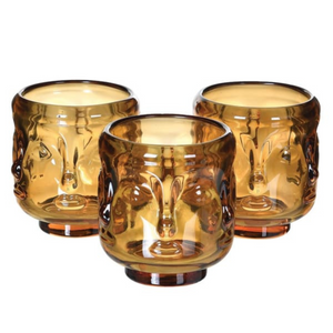 Set of 3 Amber Glass Face Candle Holders nationwide delivery www.lilybloom.ie