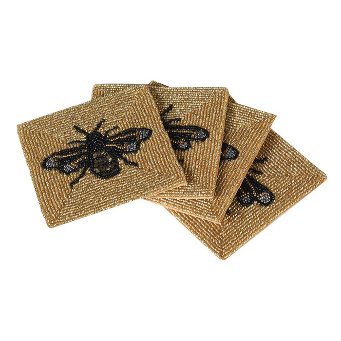 Set of 4 Beaded Bee Coasters