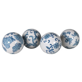 Set of 4 Delft Blue Ceramic Orbs nationwide delivery www.lilybloom.ie