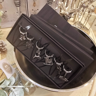 Silver Metal Christmas Wine Charms