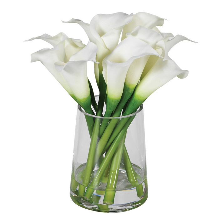 Small Calla Lillies in Glass Vase