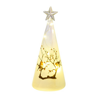 Small Pearl Glass Light Up Cone With Robins