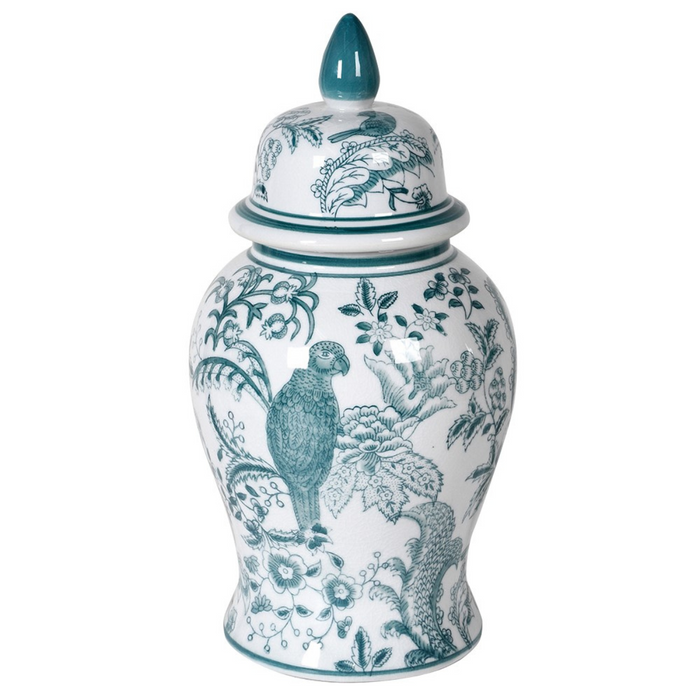 Small Soft Green and White Temple Jar
