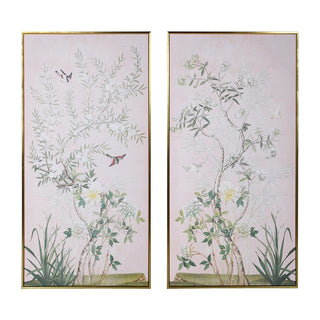Soft Pink Chinoiserie Floral Pictures - Set of 2 pink wall art feminine touch nationwide delivery www.lilybloom.ie