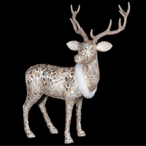 _Standing Golden Fabric Deer Christmas Decor nationwide delivery www.lilybloom.ie