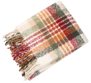 Orange/Green Plaid Mohair Throw