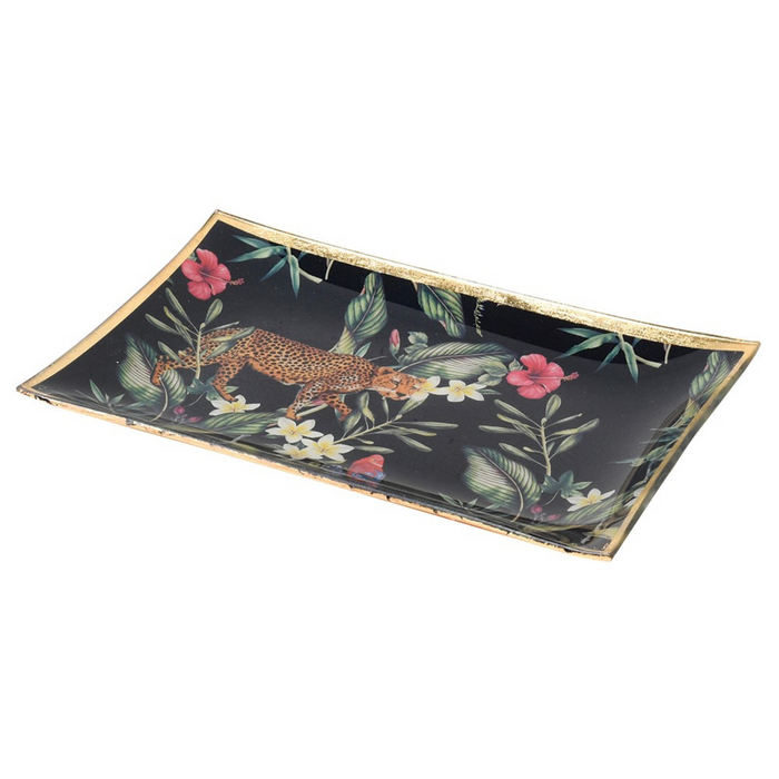 Tropical Plant and Leopard Trinket Tray