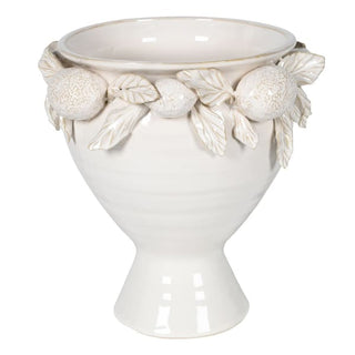 Handmade ceramic Tuscan Citrus Vase with sculpted lemon detail and glazed finish – available at Lily Bloom, Gorey, Ireland.