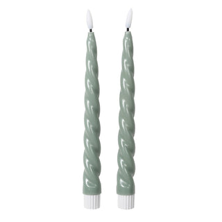 Twisted Sage LED Candles – set of two soft green sculptural candles, available at Lily Bloom, Gorey, Ireland